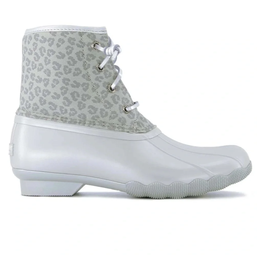 Sperry‎ Kids’ Grey Leopard Saltwater Boot/Bootie | NEW/NEW in BOX!! 🩶🩶❄️❄️
